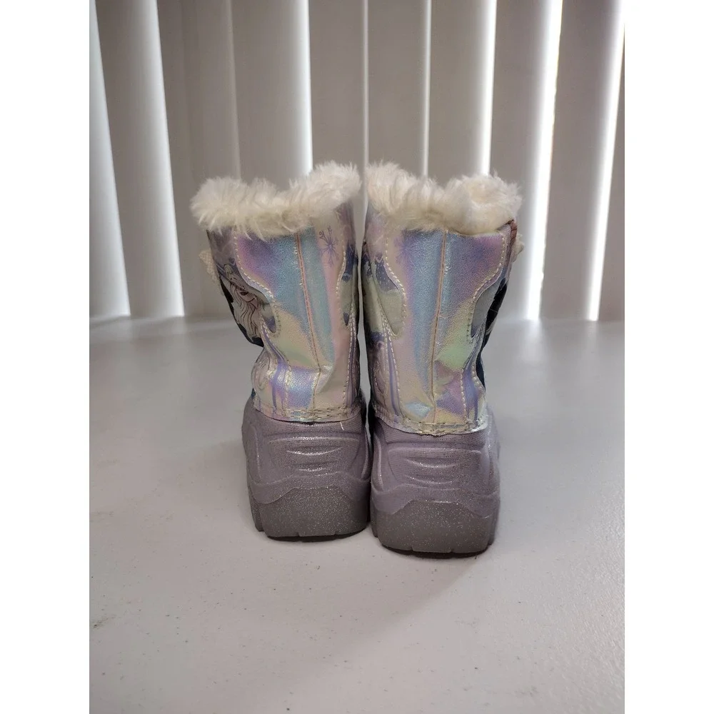 Girls Disney Frozen Winter Snow Boots Size 7 Purple Elsa Anna Warm‎ Lined